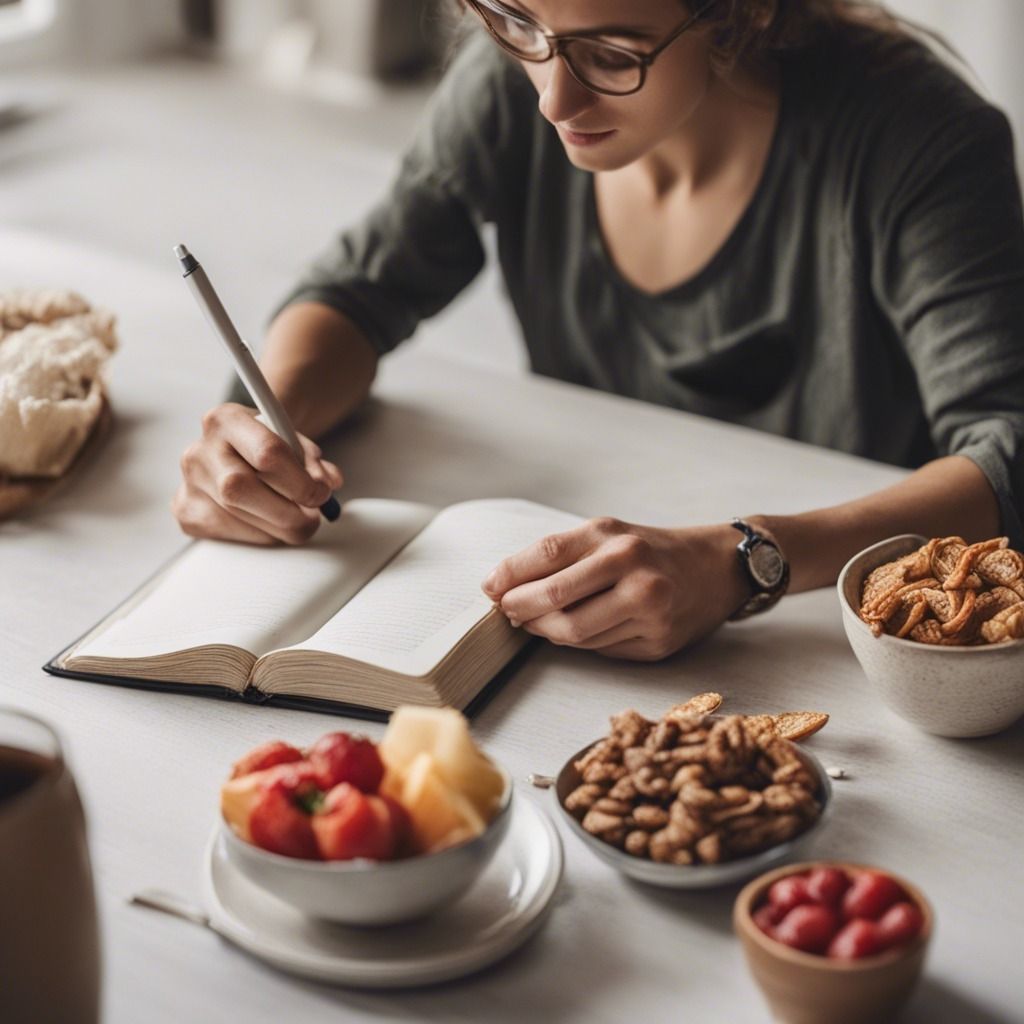Illustration of a progress journal used for mindful eating reflection
